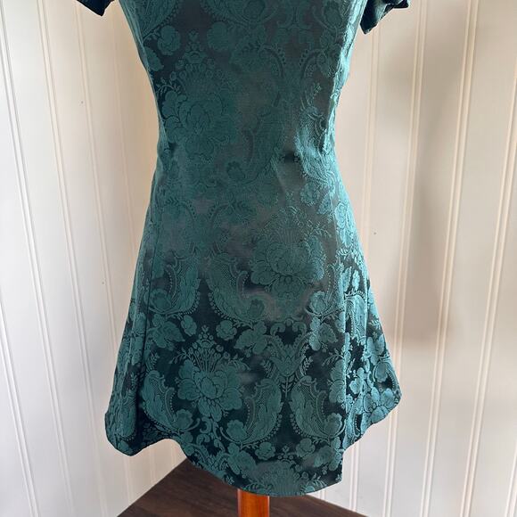 Vintage 80s/90s Coquette Brocade Mini Dress 12 - Picture 3 of 8